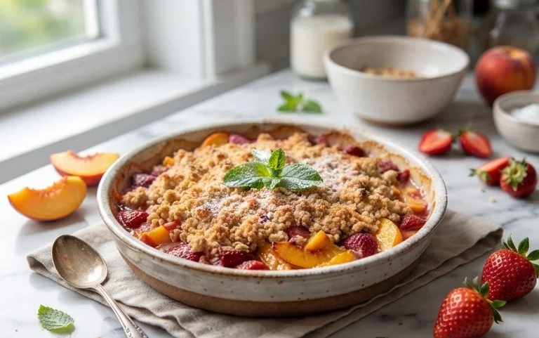 Peach & Strawberry Crisp