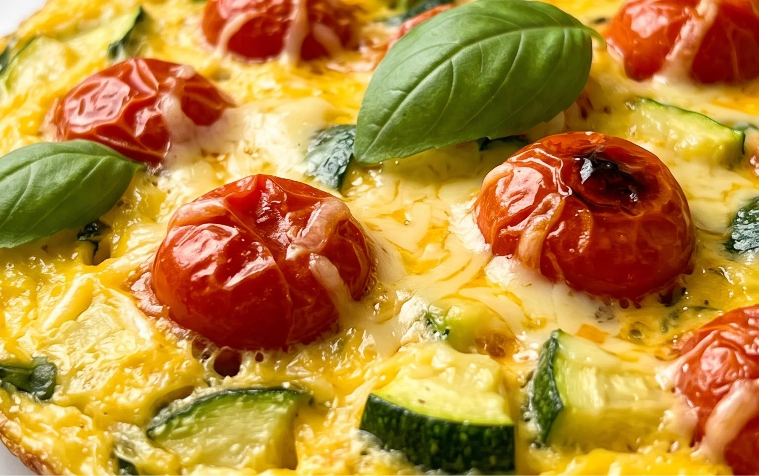 Zucchini-Omelett mit Tomaten und Basilikum