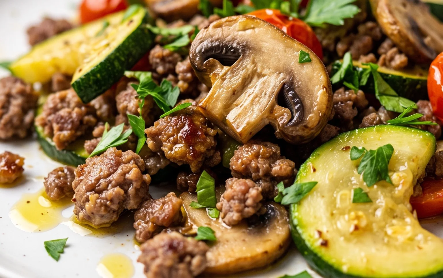 Zucchini-Cbeef hampignonpfanne