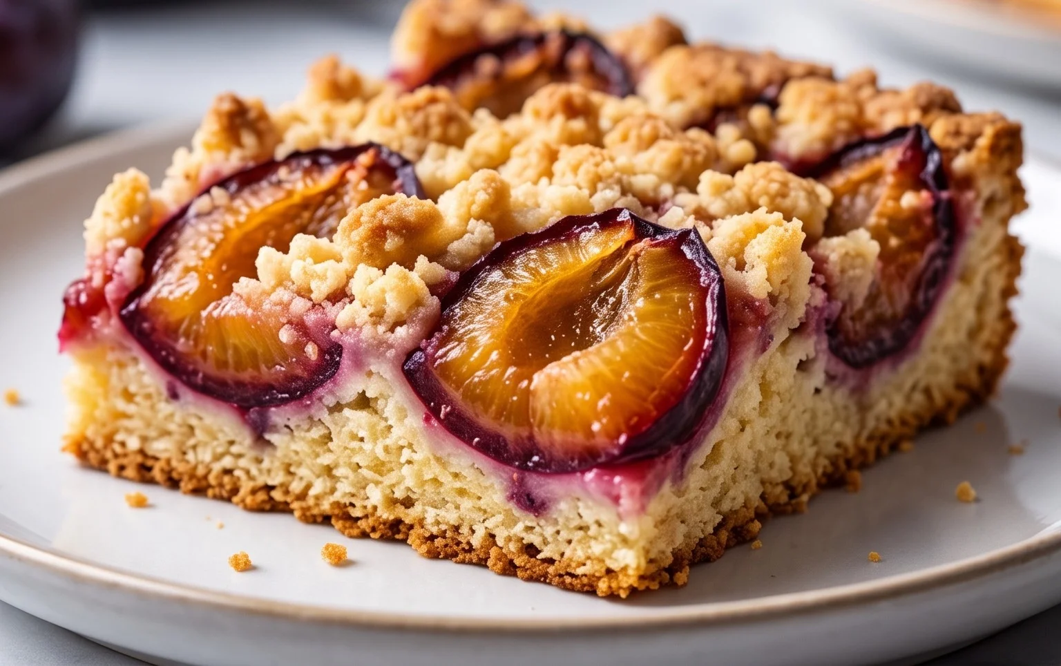 Pflaumenkuchen mit Streusel vom Blech (Quark-Öl-Teig)