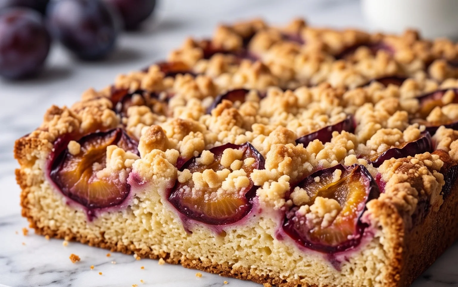 Pflaumenkuchen mit Streusel vom Blech (Quark-Öl-Teig)