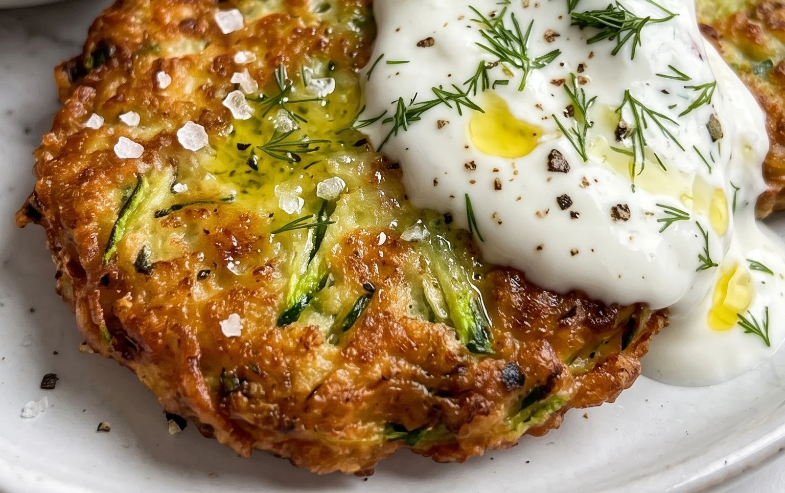 Zucchini Puffer schnell und einfach mit Joghurt-Dip