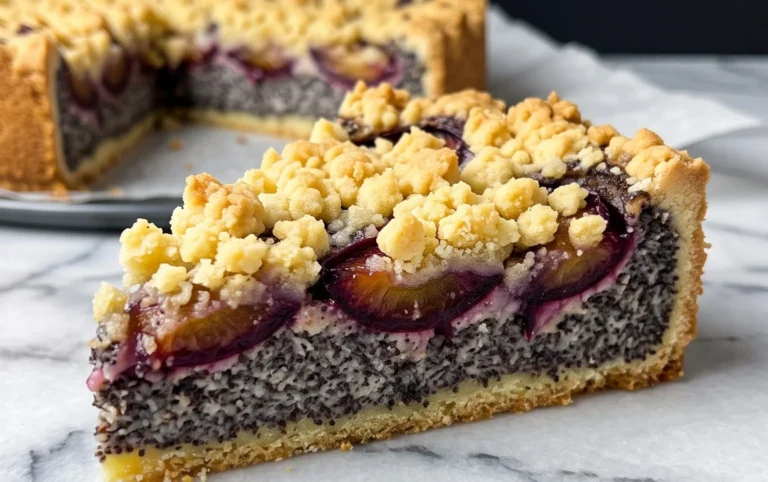 Mohn-Pflaumenkuchen mit Streuseln