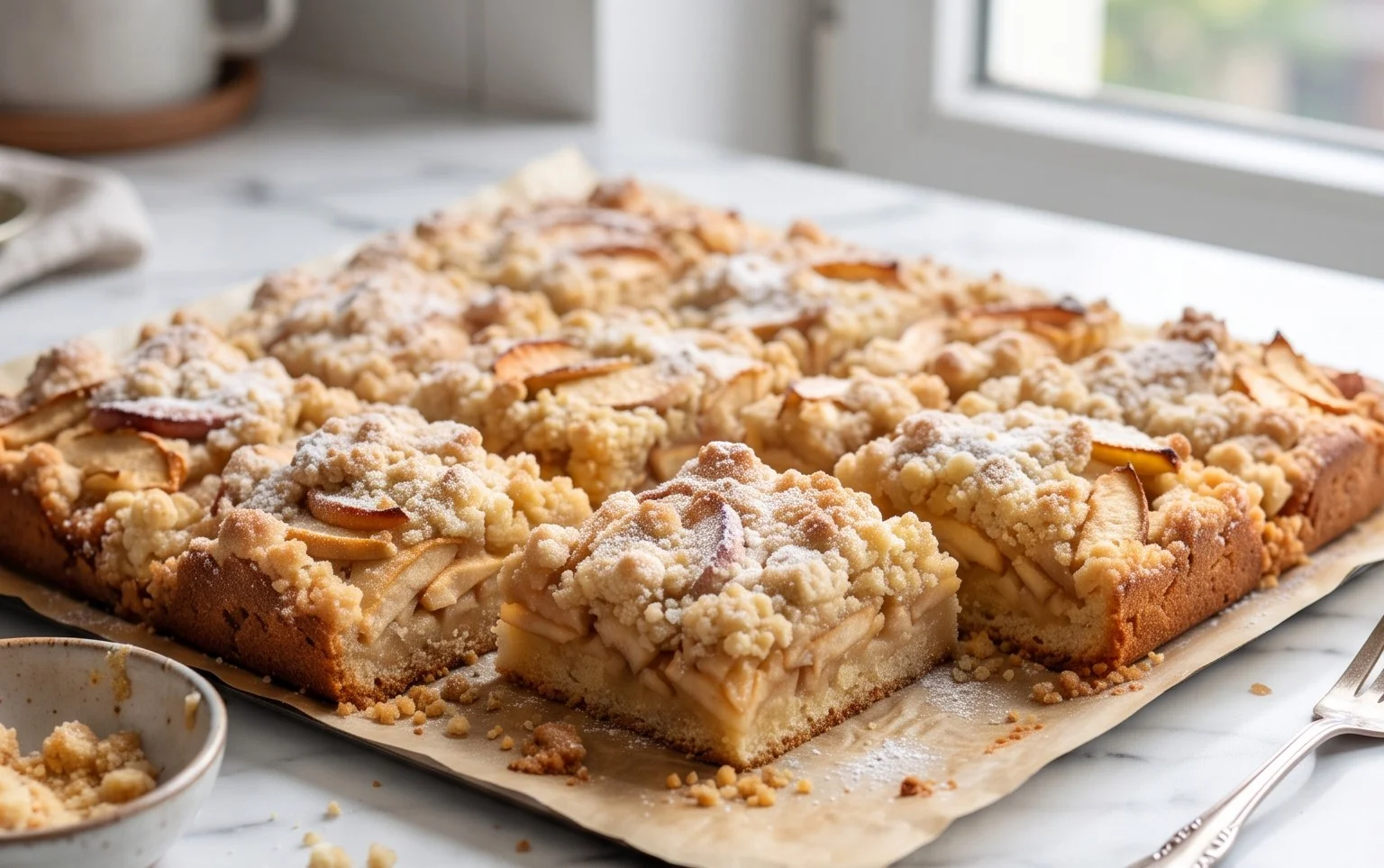 Apfelkuchen vom Blech mit Streusel – einfach lecker