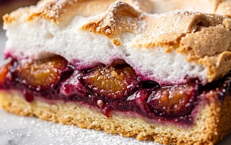 Polnischer Zwetschgen Kuchen vom Blech mit Baiser