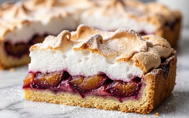 Polnischer Zwetschgen Kuchen vom Blech mit Baiser