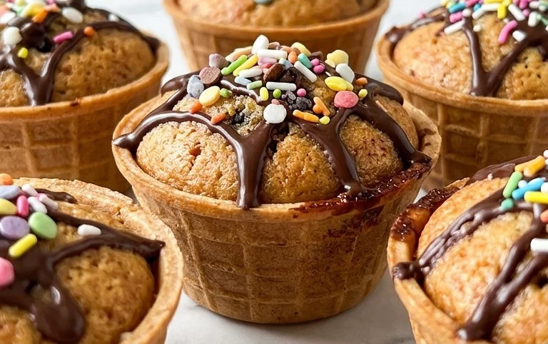Kuchen im Waffelbecher